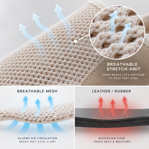Airflow diagram of the breathable stretch-knit mesh