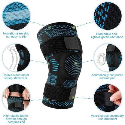 Knee Brace Compression Sleeve with Side Stabilizers
