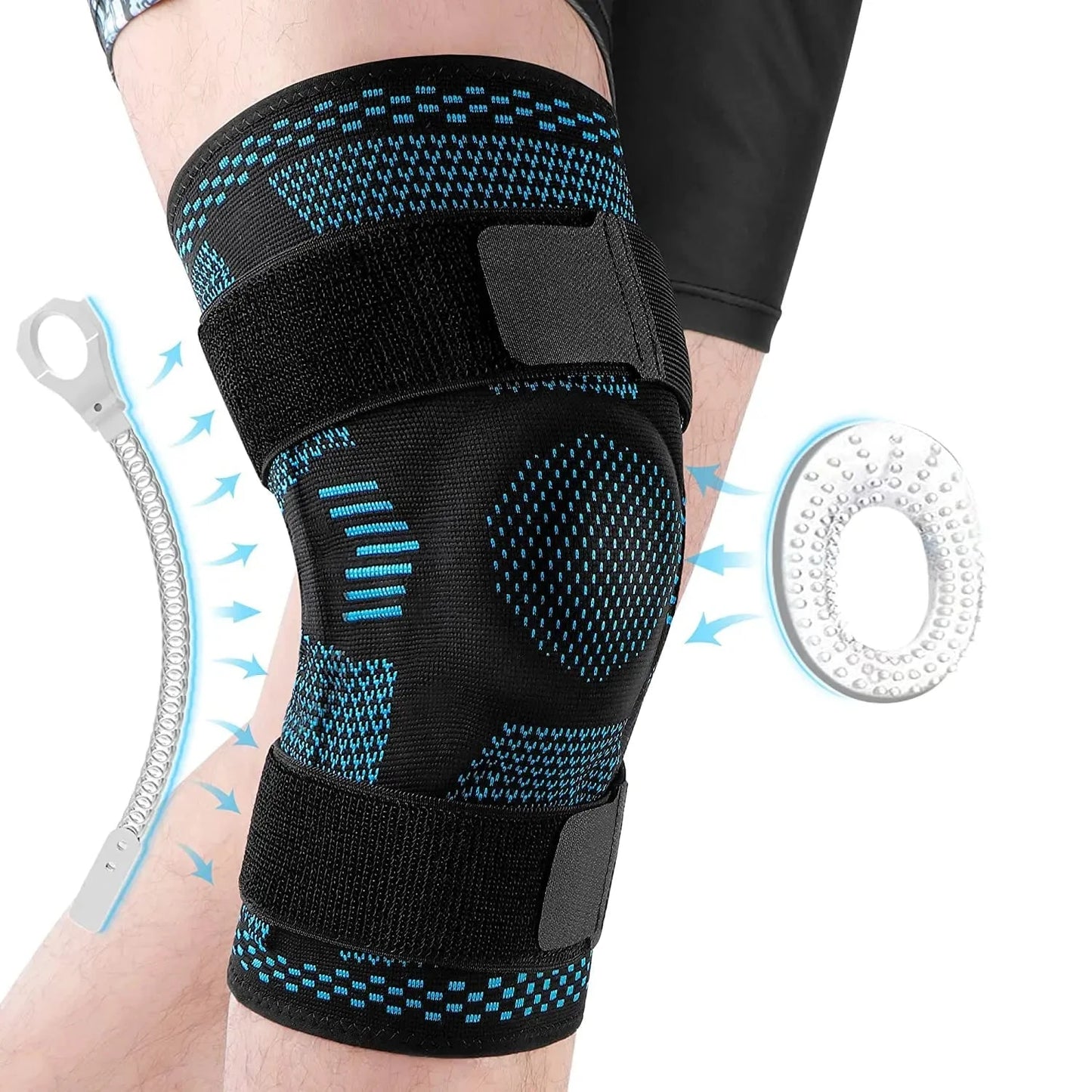 Knee Brace Compression Sleeve with Side Stabilizers