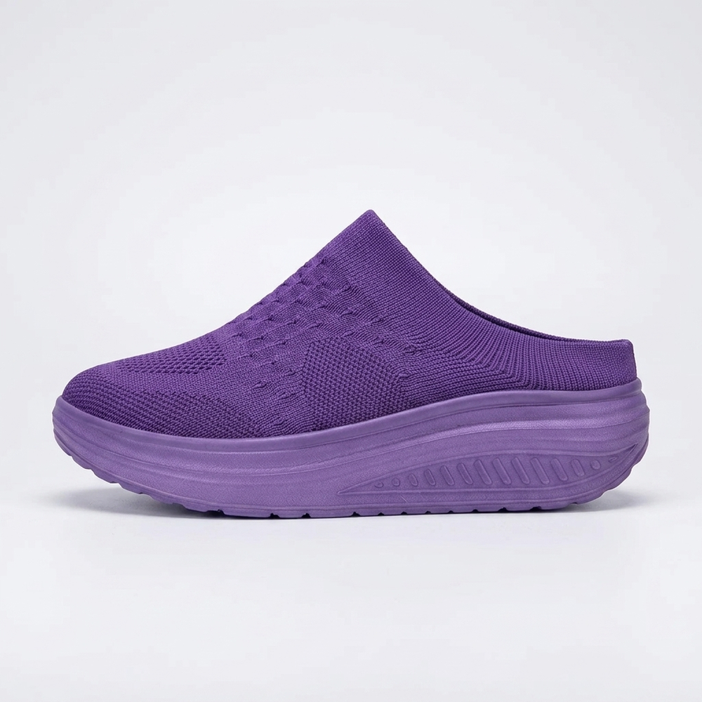 Flex-Mesh and hands-free slide-in shoe design