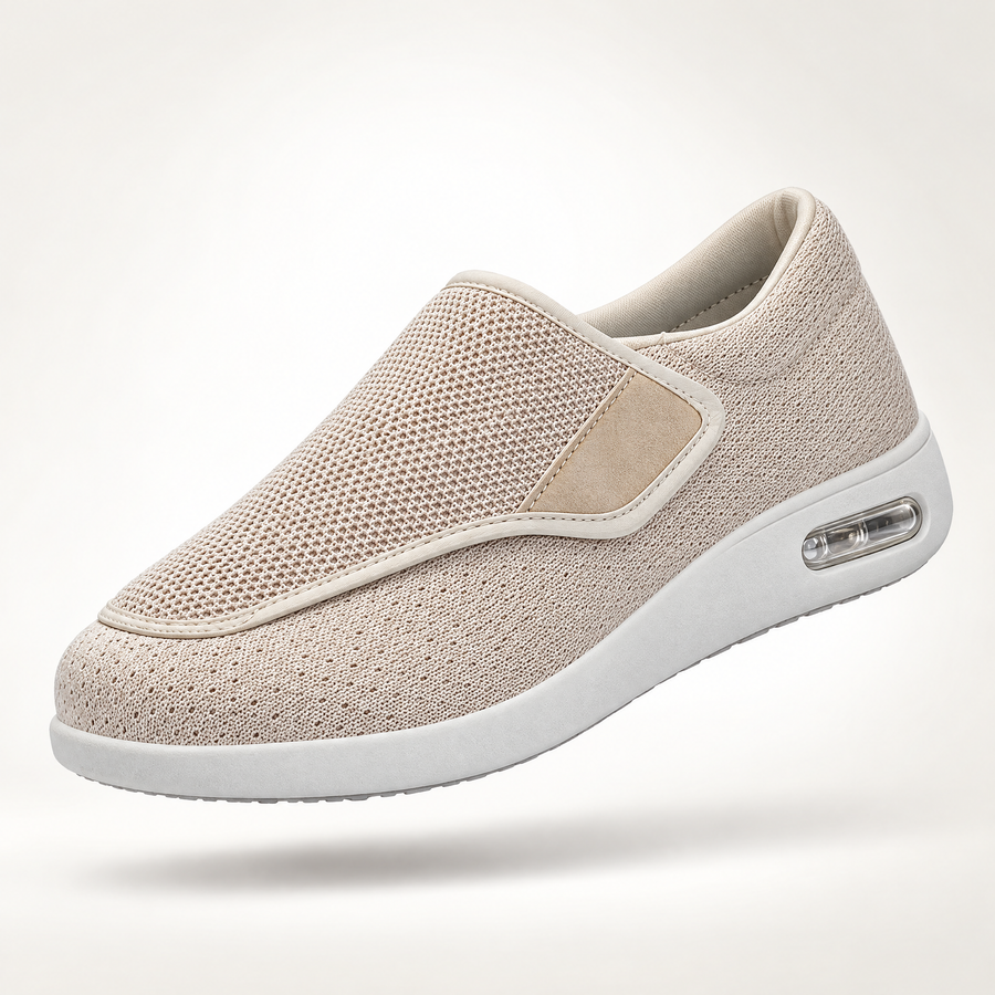 The Original Wide Comfort Shoe in neutral beige with wide contour strap