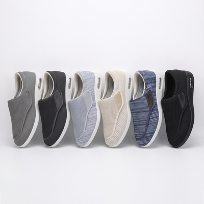 Six shoe colors lined up